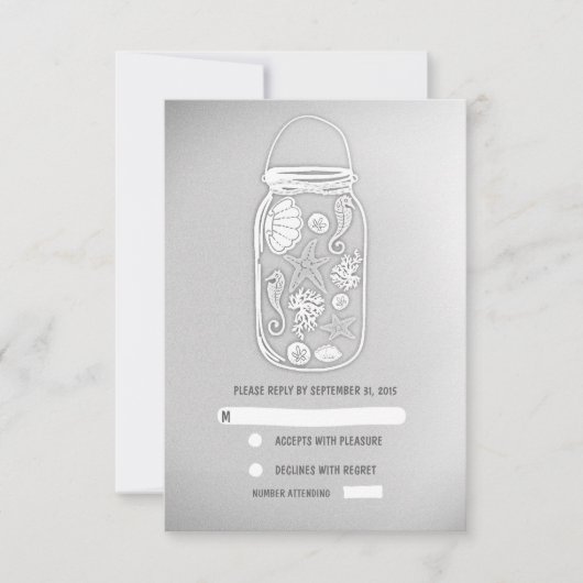 hellgraue Strandmason jar Hochzeit RSVP Karten (Vorderseite)