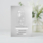 hellgraue Strandmason jar Hochzeit RSVP Karten (Stehend Vorderseite)