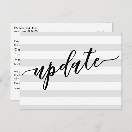 Hellgraue Streifen - Hochzeitsupdate verschoben Postkarte (Vorne/Hinten)