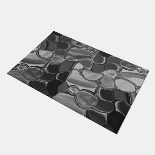 Hellgraue und dunkelgerundete Formen Fußmatte (Schrägansicht)