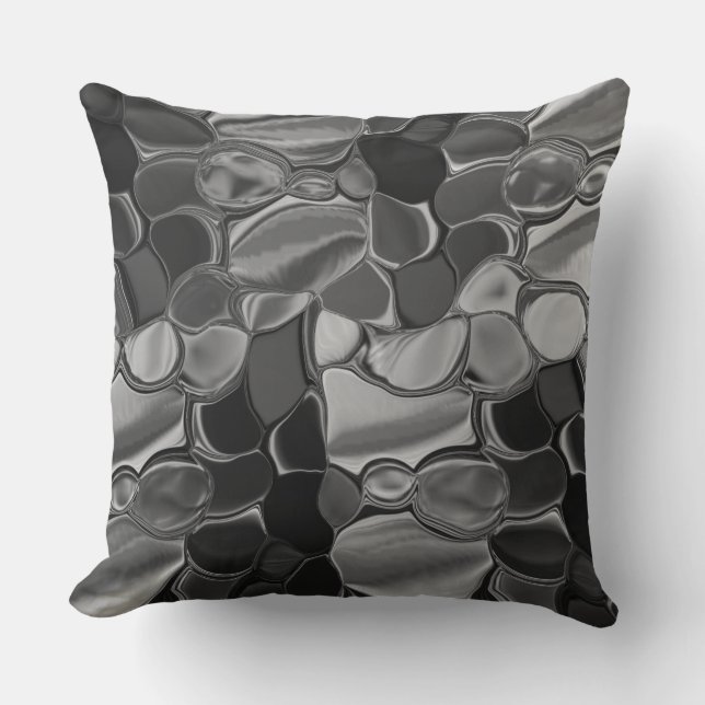Hellgraue und dunkelgerundete Formen Kissen (Vorderseite)