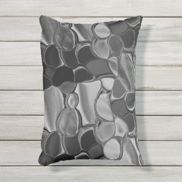 Hellgraue und dunkelgerundete Formen Kissen Für Draußen