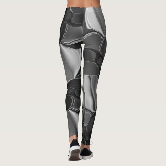 Hellgraue und dunkelgerundete Formen Leggings (Rückseite)