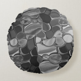 Hellgraue und dunkelgerundete Formen Rundes Kissen