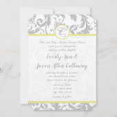 Hellgraue und gelbe Iris Damask Einladung zur Hoch (Vorderseite)