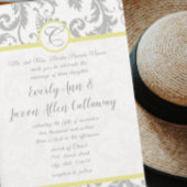 Hellgraue und gelbe Iris Damask Einladung zur Hoch