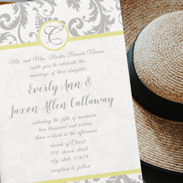 Hellgraue und gelbe Iris Damask Einladung zur Hoch