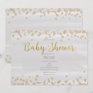 Hellgraue und goldene Streusel-Baby-Shower-Einladu Einladung