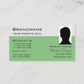 Hellgraue und grüne Chic mit Beruflichem Foto Visitenkarte (Rückseite)