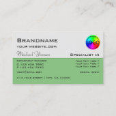 Hellgraue und grüne Optik mit Beruflichem Logo Visitenkarte (Rückseite)