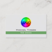 Hellgraue und grüne Optik mit Beruflichem Logo Visitenkarte (Vorderseite)