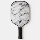 Hellgraue und schwarze Marmorplatte Pickleball Schläger (Vorderseite)