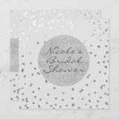 Hellgraue und silberfarbene Confetti Dots Moderne Einladung (Vorne/Hinten)