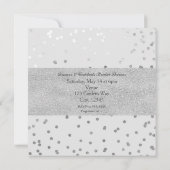 Hellgraue und silberfarbene Confetti Dots Moderne Einladung (Rückseite)