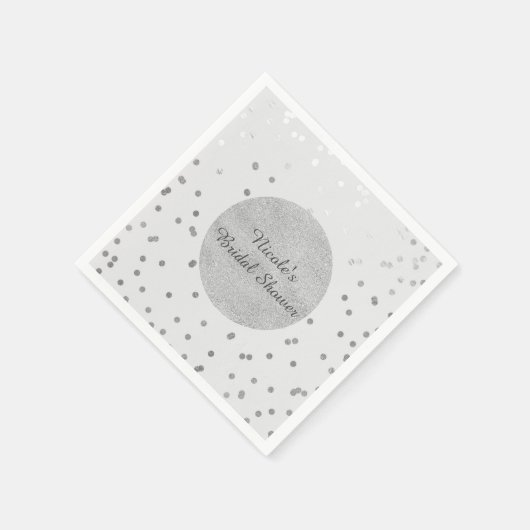 Hellgraue und silberfarbene Confetti Dots Moderne Serviette (Ecke)