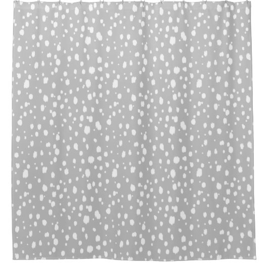 Hellgraue und weiße Abstrakte Punkte Duschvorhang (Vorderseite)