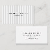 Hellgraue und weiße Pinstrippmuster Moderne Visitenkarte (Vorne/Hinten)