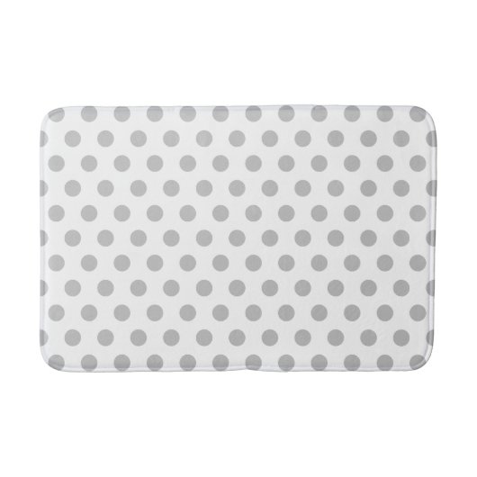 Hellgraue und weiße Polka Dot Bath Mat Badematte (Vorderseite)