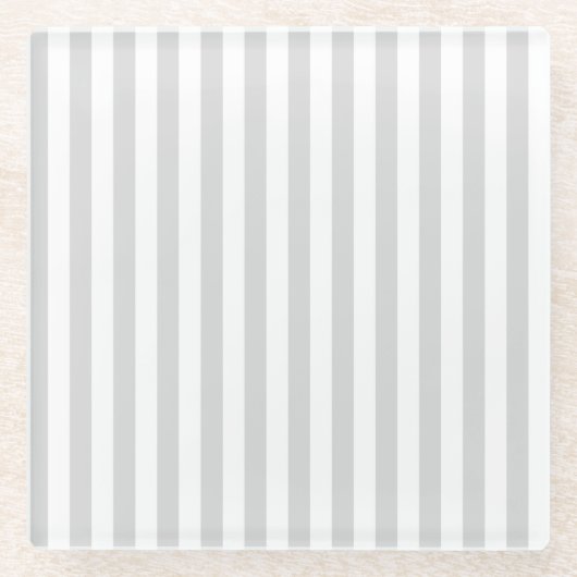 Hellgraue und weiße Streifen Glasuntersetzer (Vorderseite)