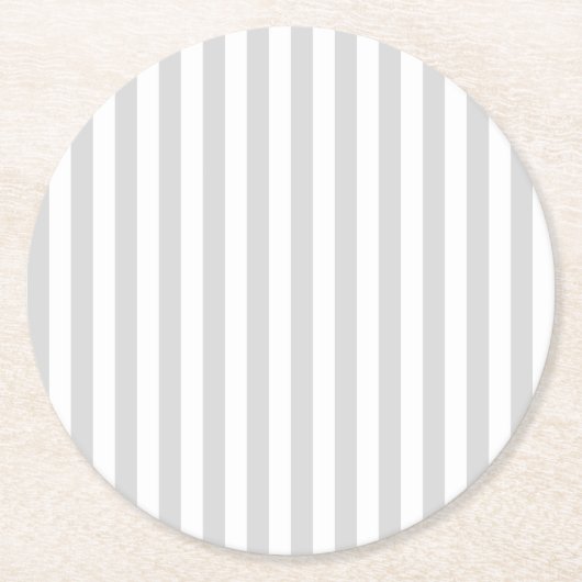 Hellgraue und weiße Streifen Runder Pappuntersetzer (Vorderseite)