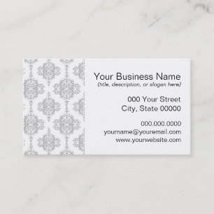 Hellgraue und weiße Vintage Damaske Visitenkarte