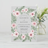 Hellgraue weiche botanische Winterhochzeit Einladung (Stehend Vorderseite)