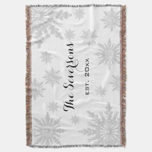 Hellgraue Winterschneeflocken Decke (Vorderseite Vertikal)