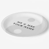 Hellgraue Yin Yang Teller für Hochzeitsfeier (Schrägansicht)