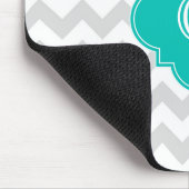 Hellgraue, Zickzack, Aquamarine Quatrefolie Monogr Mousepad (Ecke)