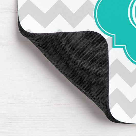 Hellgraue, Zickzack, Aquamarine Quatrefolie Monogr Mousepad (Ecke)