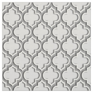 Hellgrauer, dunkelgrauer Marokkaner Quatrefoil Stoff