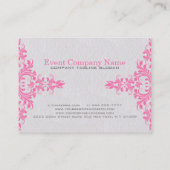 Hellgrauer Hintergrund und rosa Blumenspitze Visitenkarte (Rückseite)