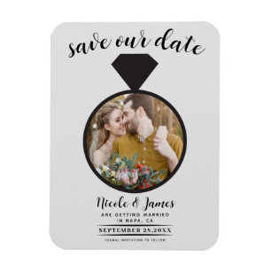 Hellgrauer Hochzeitsring Foto Save the Date Magnet