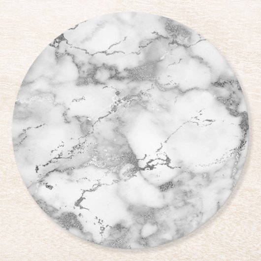 hellgrauer Marmorstein Runder Pappuntersetzer (Vorderseite)