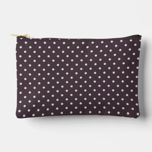 Hellgrauer Polka Dot Pattern auf Dusty Pum Lila Zubehörtasche (Vorderseite)
