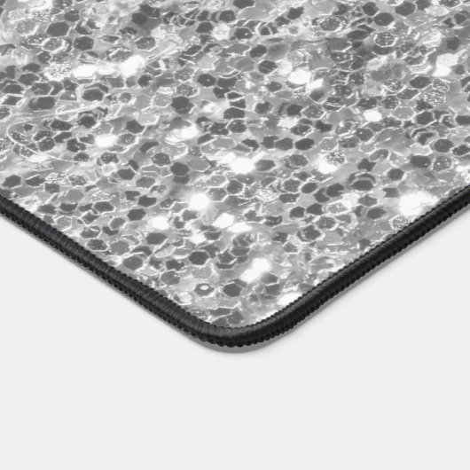 Hellgrauer Schwarz-weißer Glitzer Glitzern Schreibtischunterlage (Ecke)