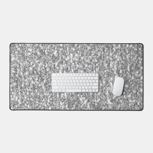 Hellgrauer Schwarz-weißer Glitzer Glitzern Schreibtischunterlage (Tastatur & Maus)