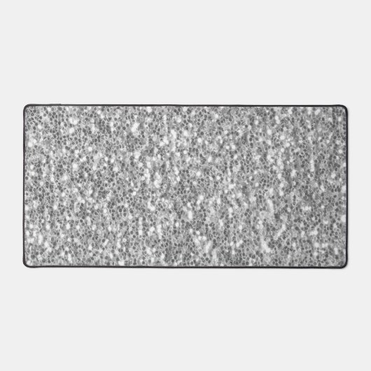 Hellgrauer Schwarz-weißer Glitzer Glitzern Schreibtischunterlage (Vorderseite)