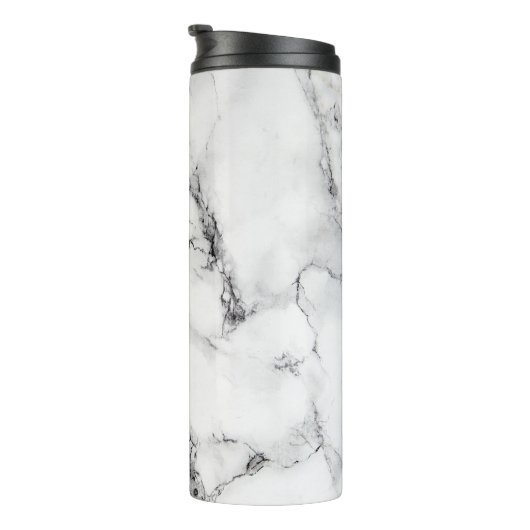Hellgrauer und schwarzer Marmorstein Thermosbecher (Nach rechts gedreht)