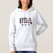 Hellgrauer USA-Grafikhudi Hoodie (Vorderseite)