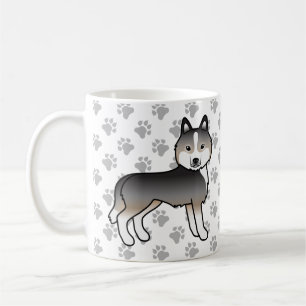 Hellgrauer Wolf Siberian Husky Cartoon Hund & Pfot Kaffeetasse