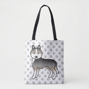 Hellgrauer Wolf Siberian Husky Cartoon Hund & Pfot Tasche