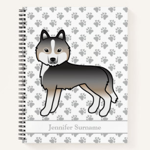 Hellgrauer Wolf Siberian Husky Cartoon Hund & Text Notizblock