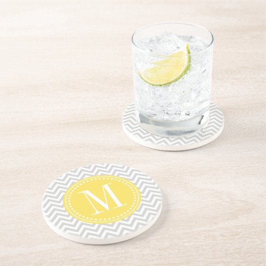 Hellgrauer Zickzack Zickzack-personalisiertes Sandstein Untersetzer (Seite)