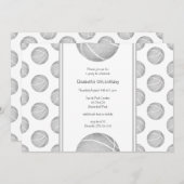 hellgraues Basketballmuster Party Einladung (Vorne/Hinten)