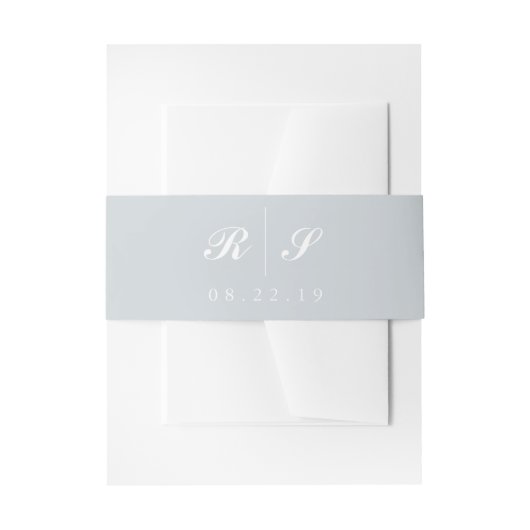 Hellgraues Bauchband, bearbeitbare Monogramm Einladungsbanderole (Vorderseite Beispiel)