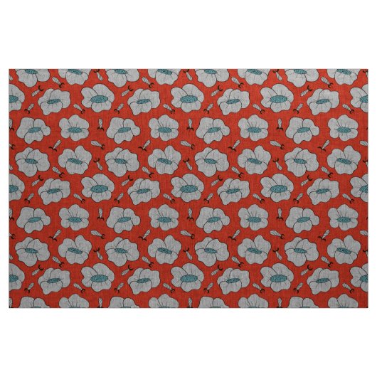 Hellgraues Blumenmuster Orange Stoff (Yard (91,4 cm))
