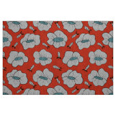 Hellgraues Blumenmuster Orange Stoff (Fat Quarter (45,7 x 55,9 cm))