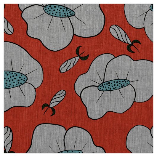 Hellgraues Blumenmuster Orange Stoff (Muster)