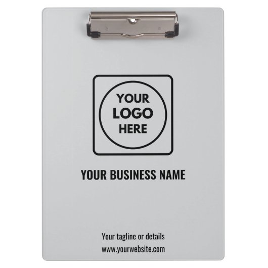 Hellgraues Firmenlogo Clipboard Branding Klemmbrett (Vorderseite)
